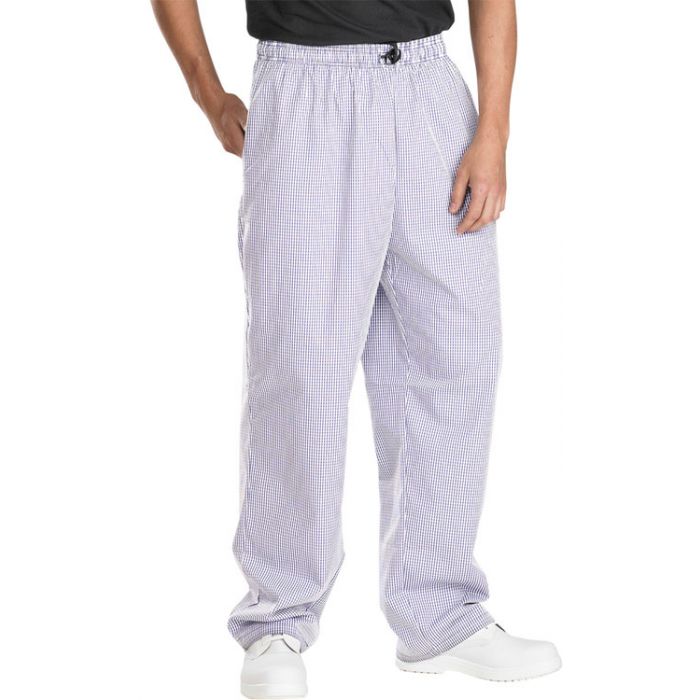 2 XL MENS NAVY AND WHITE CHECKERED CHEFS TROUSERS Small 
